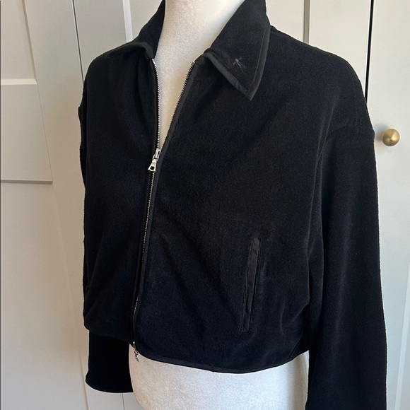 THE PARK Black Terry Cloth Cropped Jacket | S - Picture 5 of 6